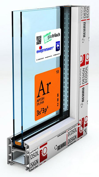 Окно глухое REHAU ECOSOL-DESIGN 60 600x1000 мм