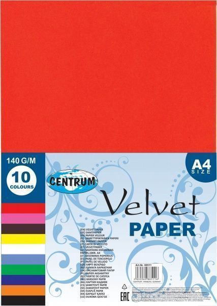 Папір для дизайну Velvet А4 10 кольорів Centrum