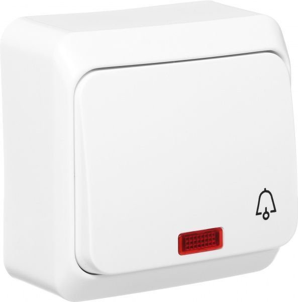 Кнопочный одноклавишный Schneider Electric Прима с подсветкой 220В белый WDE001015