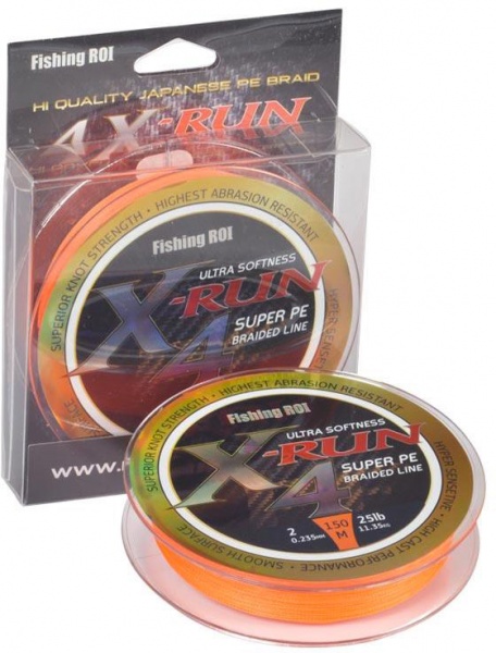 Шнур Fishing ROI X-Run 4PE orange 150м 0,128мм 4,54кг