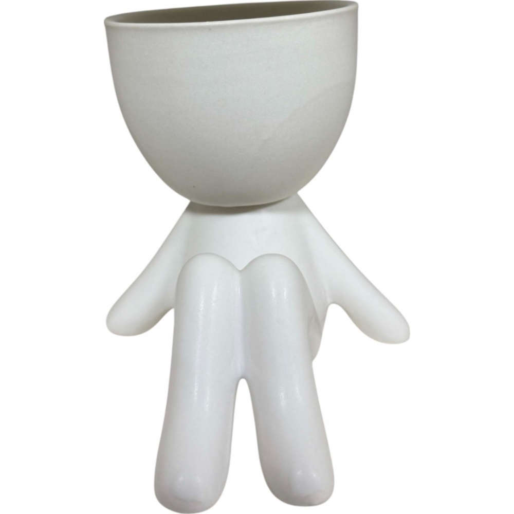 Кашпо керамика человечек 12х9х10 см серый Zhongyang Economic (ZY25A1003)