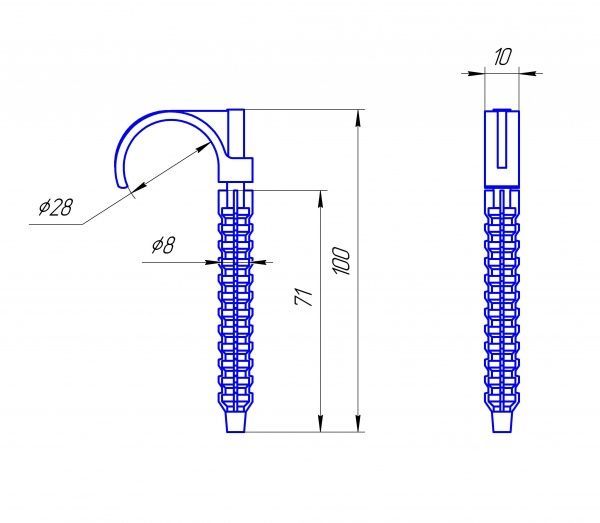 Дюбель-крюк Water House одинарный черный 10 шт./уп.