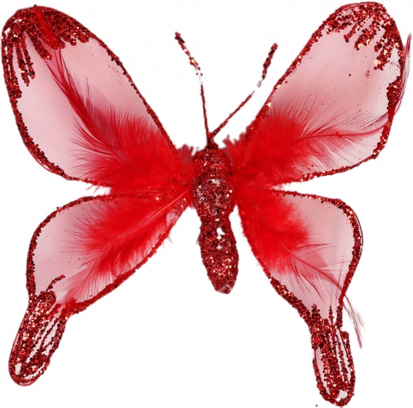 Декорация новогодняя Бабочка в ассортименте 20 см 