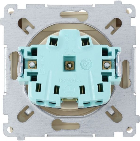 Розетка влагозащищенная с заземлением Simon Basic без шторок с крышкой кремовый BMGZ1B.01/12