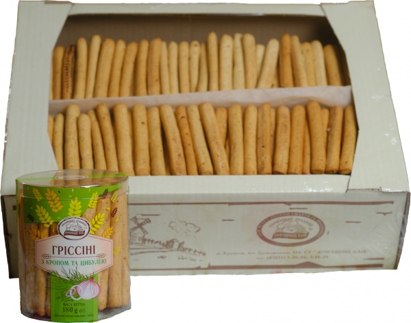 Грісіні ТМ Домашній хліб з кропом та цибулею 180 г