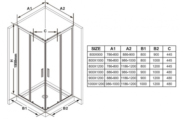 Душова кабіна Ravak BLSRV2K-90 Чорний+Transparent