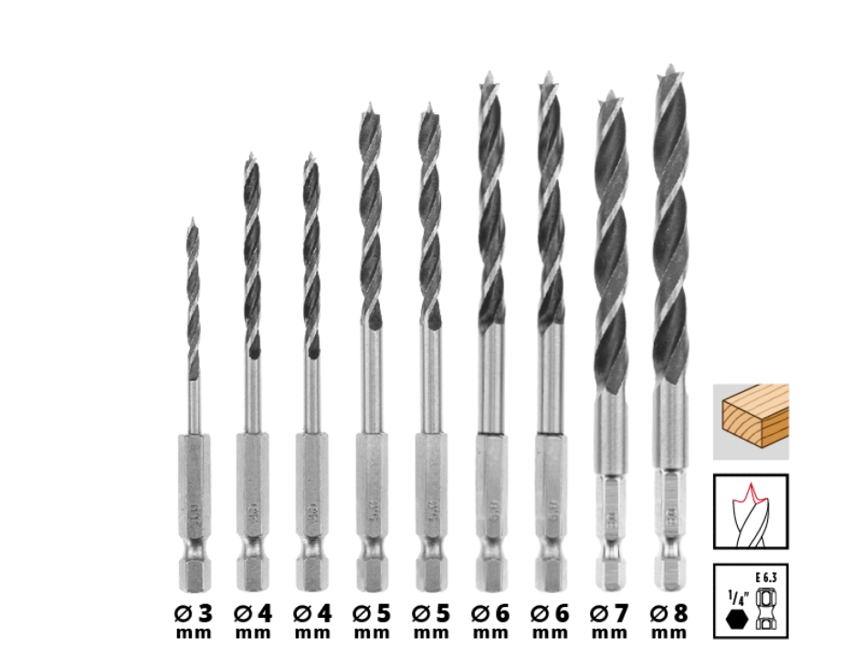 Набор сверл по дереву Einhell S-Case 10 шт. 108733