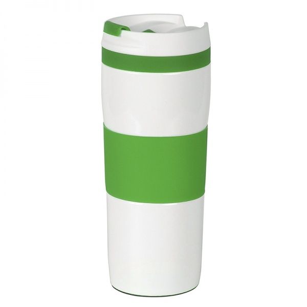 Термочашка Bergamo Bravo 0,4 л біла із зеленим