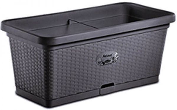 Вазон пластиковый Stefanplast Natural прямоугольный 66л антрацит (75352) 