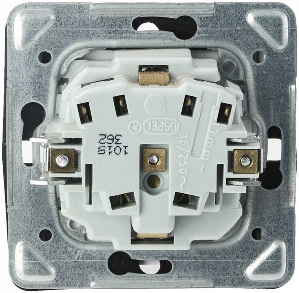 Розетка с заземлением Ospel Impresja 16 А 250 В без шторок с крышкой белый