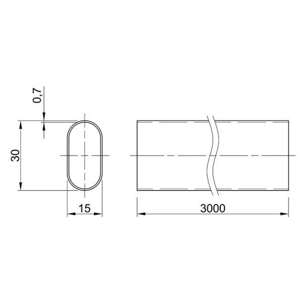 Труба овальна Ferro Fiori M 11080 3000 мм 67119 матовий чорний