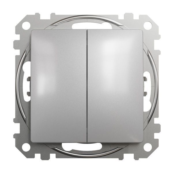 Переключатель проходной двухклавишный Schneider Electric Sedna Design без подсветки 10 А 250В алюминий SDD113108