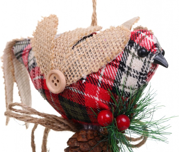 Ялинкова іграшка Пташка на ялинковій гілці 15 см 