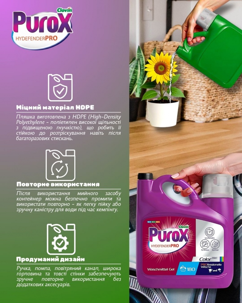 Жидкое средство для машинной и ручной стирки PUROX Hydefender PRO Universal 5,4 л