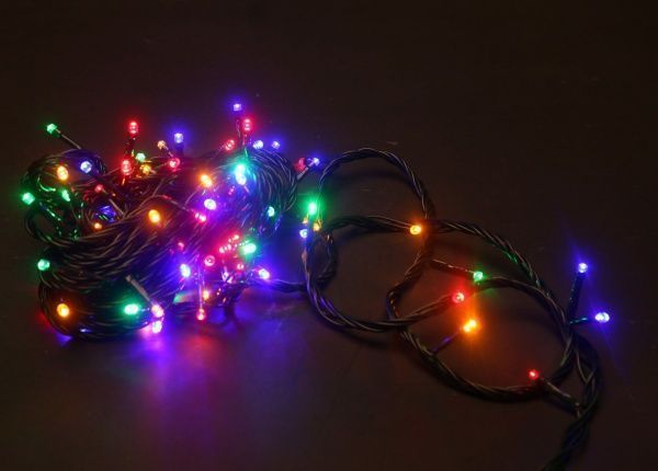 Электрогирлянда линейная внутренняя встроенный светодиод (LED) 100 ламп 10м разноцветная
