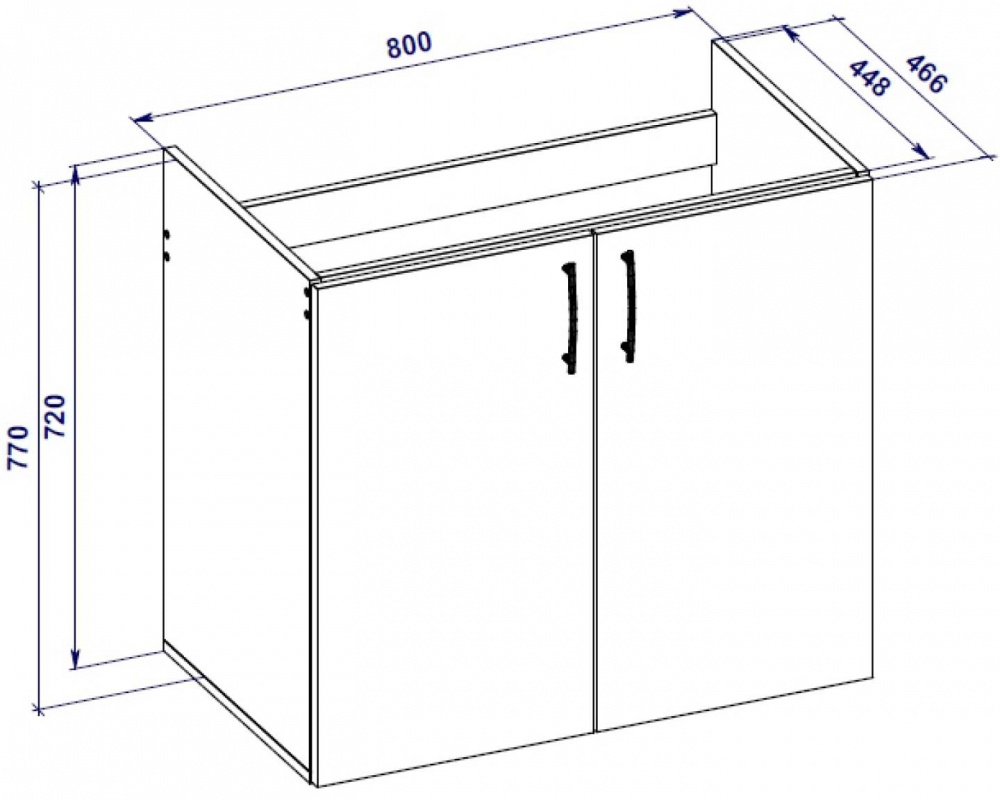 Тумба под умывальник Грейд 80 см графит серый/фасад ДСП