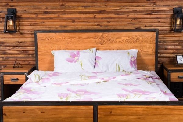 Комплект постільної білизни Магнолія євро біло-рожевий Rigel 