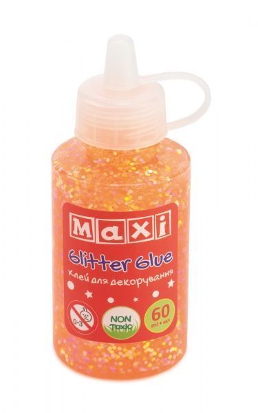Клей для декорування з блискітками класичний 60 мл помаранч Maxi MX61760