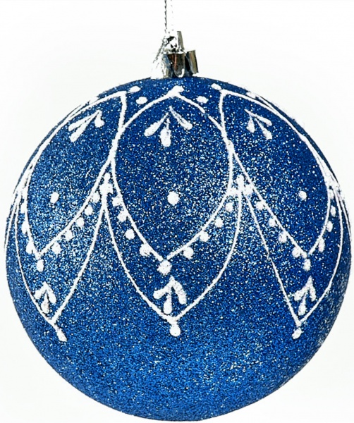 Шар новогодний Кружево синий 