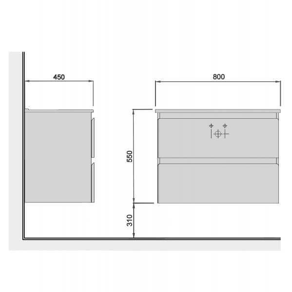 Тумба Мойдодир Сорренто 80-А ST зі стільницей без умивальника
