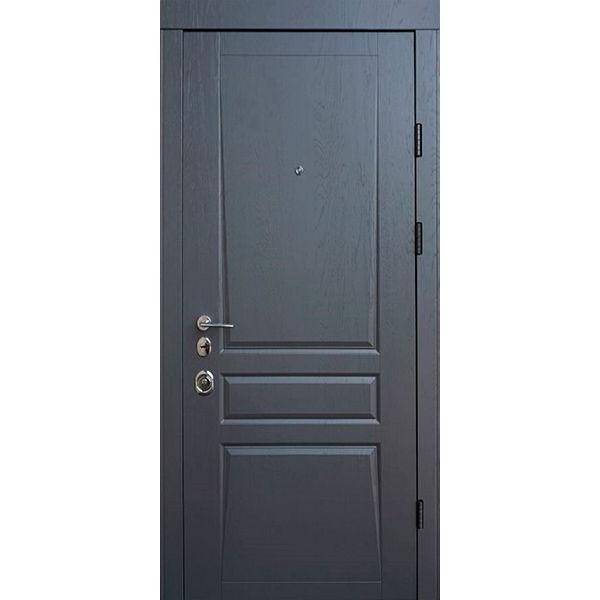 Двері вхідні Булат Олімп 216 дуб графіт / біла текстура 2050x950мм праві