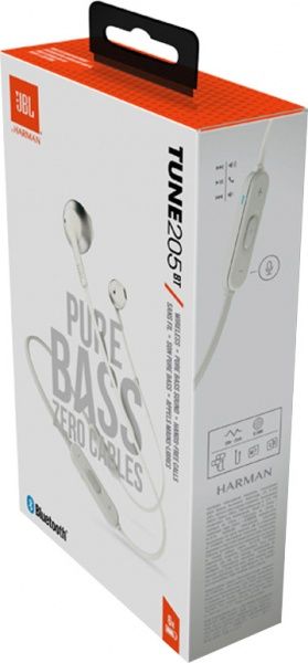 Гарнітура JBL® T205BT silver 