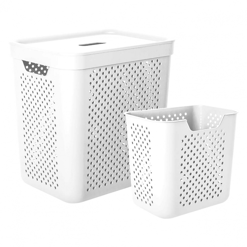 Кошик для білизни Алеана Simple з органайзером 35 л білий