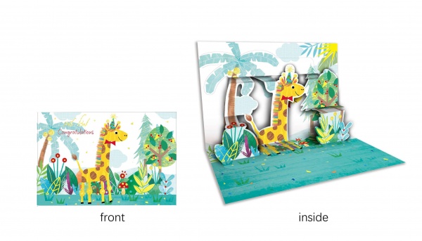 Открытка поздравительная POP-UP с 3D-рисунком внутри и с конвертом 