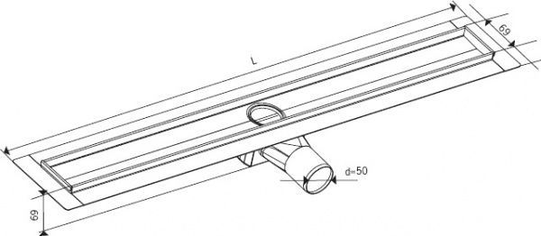 Душовий канал ACO Душовий канал з нержавіючої сталі L=783 мм з фланцем AISI304