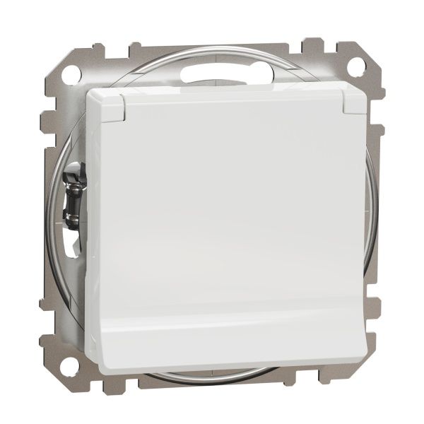 Розетка силовая с заземлением Schneider Electric Sedna Design со шторками с крышкой белый SDD111024