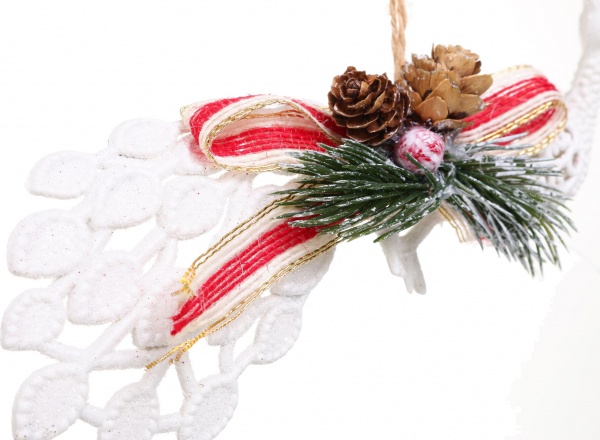 Декоративна підвіска Павлін з декором 20 см HFF2028W білий