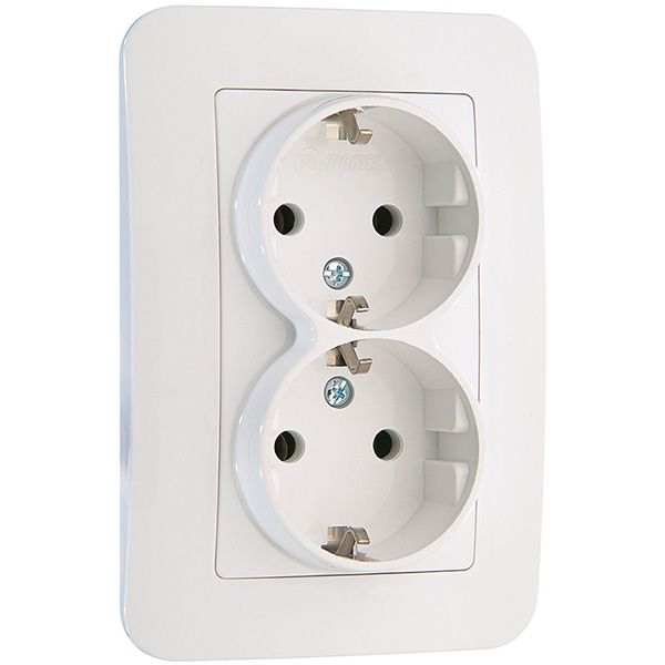 Розетка подвійна із заземленням Makel Lillium Natural білий 55057