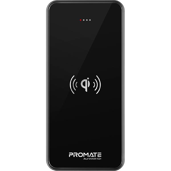 Зовнішній акумулятор (Powerbank) Promate AuraVolt-10+ 10000 mAh black (auravolt-10+.black) з бездротовою зарядкою