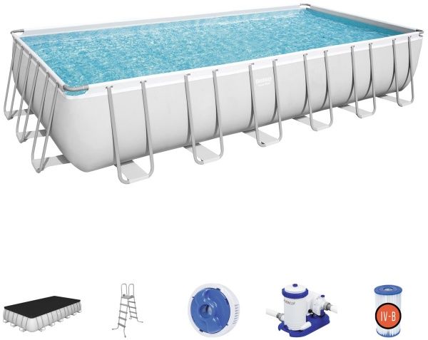 Бассейн каркасный Bestway с фильтром, лестницей, подкладкой, накрытием, 30045 л