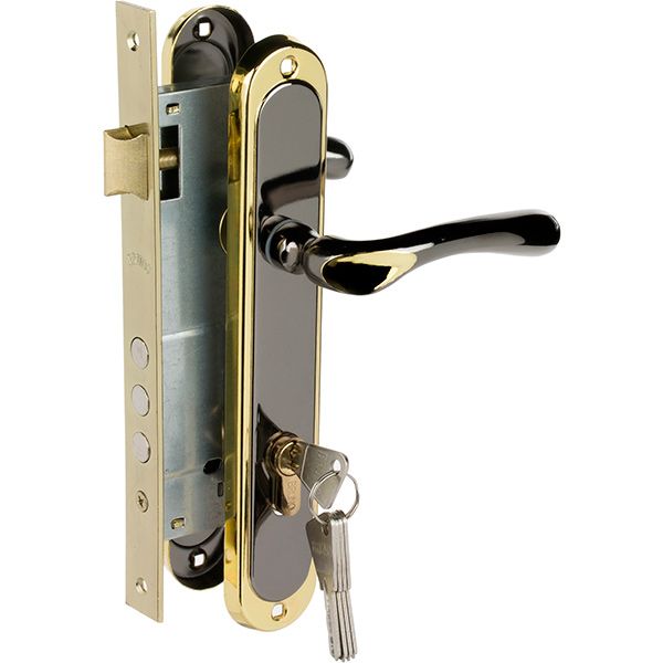 Комплект Bruno ручка 910K6 + замок 945-3 RB BRB черный никель - золото