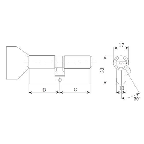 Цилиндр Bruno 45x45 ключ-вороток 90 мм полированный хром SECURITY CP 38212