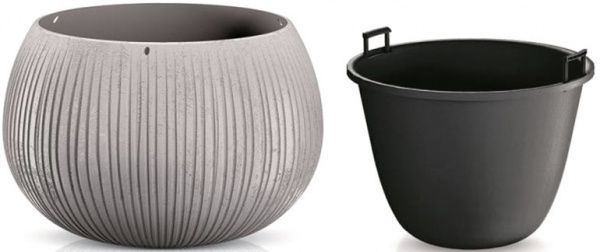Горшок для цветов Prosperplast Beton Bowl 290мм с вкладышем круглый 16л бетон (65919-422) 
