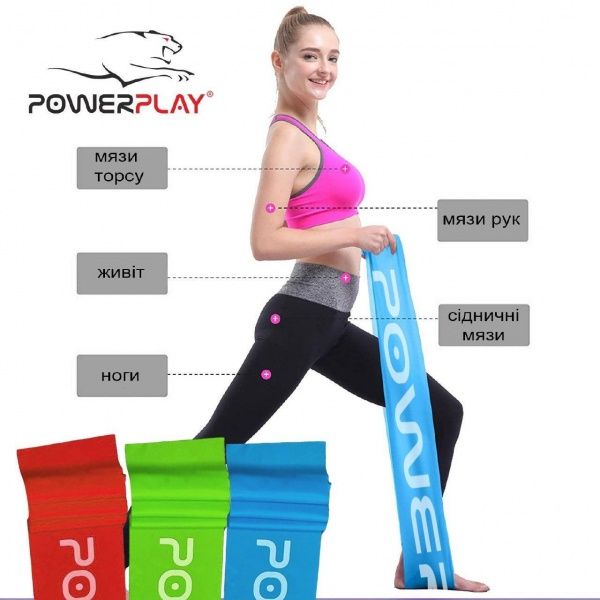 Стрічка-еспандер PowerPlay PP-4112 6,8 кг синій