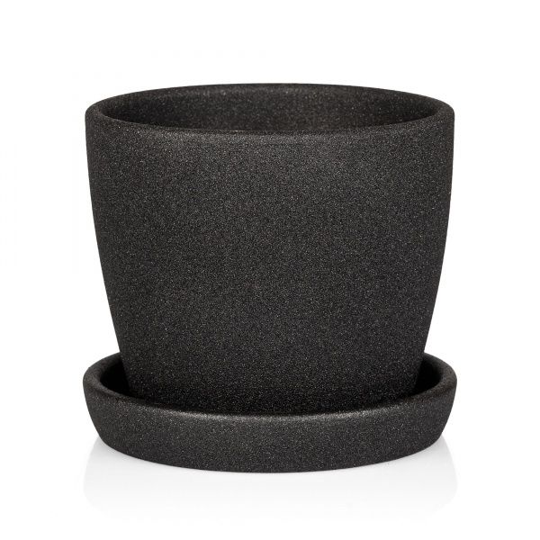 Горшок керамический Shynkar&KO Сонет жемчуг круглый 1 л черный 