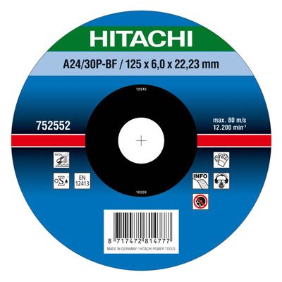 Круг зачисний по металу Hitachi  125x6x22,2 мм 752552