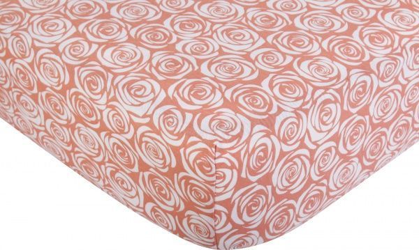 Простынь на резинке трикотажная Розы 160x200 см розовый с принтом Homeline 