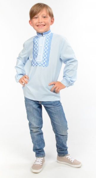 Вышиванка для мальчиков Эдельвика 205-20/00 с синей вышивкой р.116 голубой 