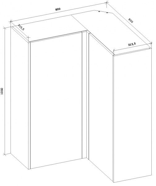 Шафа верхня кутова МС Ідея КРАФТ ВУ 80-80/105/31,6 крафт золотий Грейд