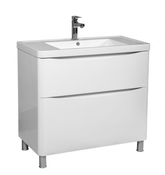 Тумба напольная Aqua Rodos Vista белый глянец с умывальником Ваr 90 см