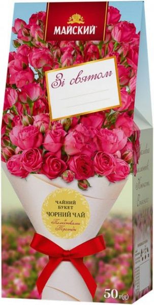 Чай черный Майский Чайный букет с лепестками розы 50 г 
