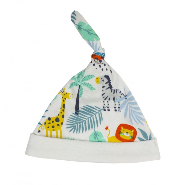 Шапочка дитяча для хлопчика Bambinelli Звірятка (6-9 міс.) білий із малюнком 