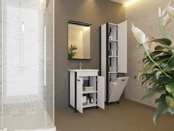 Тумба підлогова ЮВЕНТА Brooklyn - 65 чорний з умивальником Soft-65