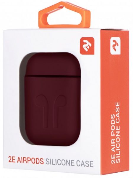 Чохол для навушників 2E для Apple AirPods Pure Color Silicone Imprint 1.5 мм Marsala red (2E-AIR-PODS-IBSI-1.5-M) 