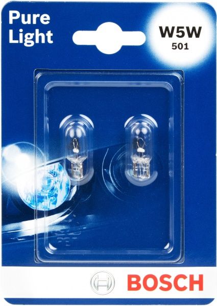 Лампа галогенна Bosch Pure Light (1987301026) W5W 12 В 5 Вт 2 шт