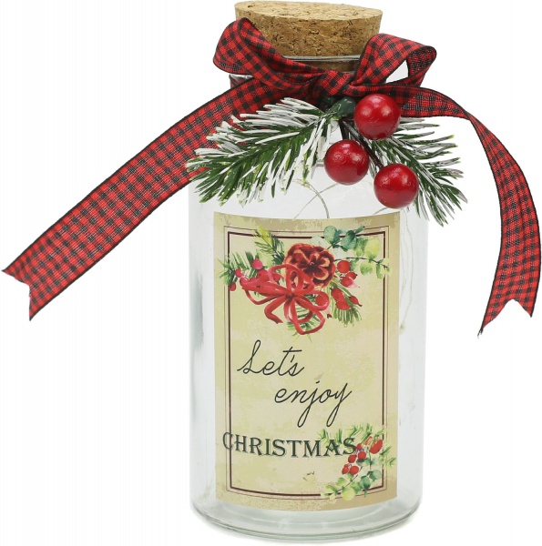 Бутылка декоративная Lets Enjoy с пробкой и LED лентой 8х17,5 см D6805 